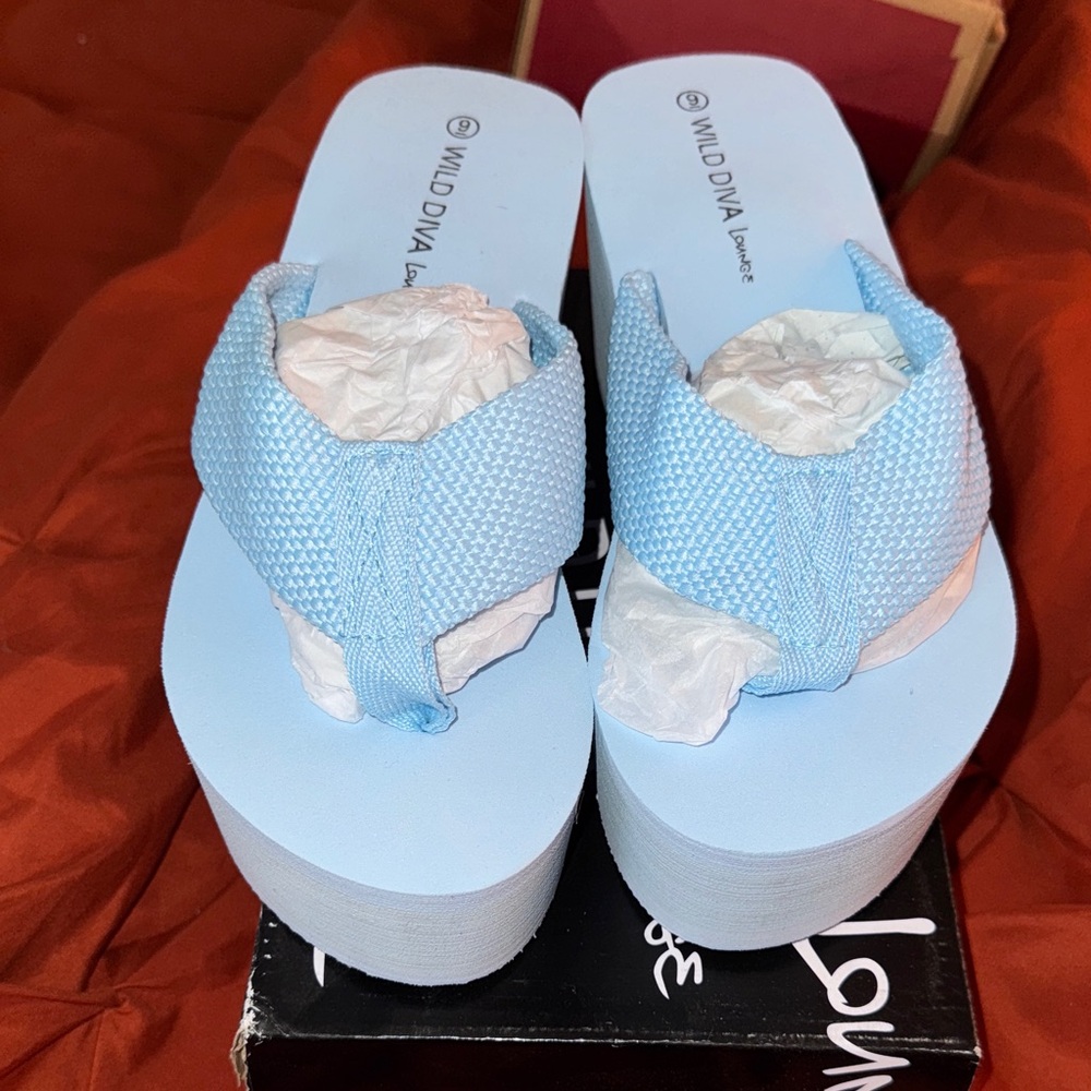 DIVA Lounge Sky Blue Platform Flip Flops